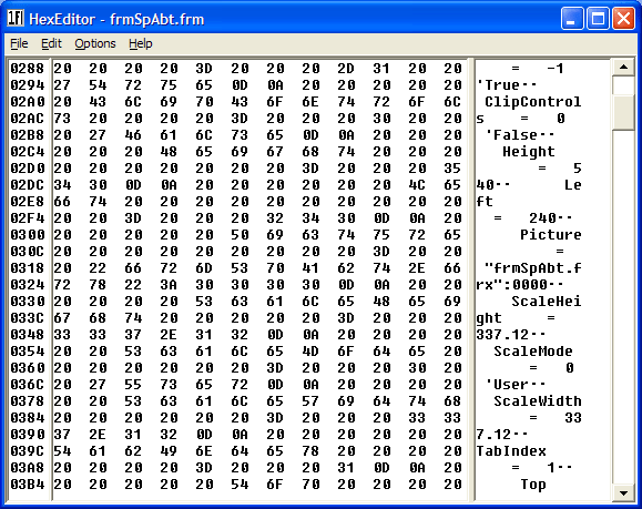 View Binary DataThe dwHexEdit Control allows you to view any sort of binary data in a much-more human-readable form.