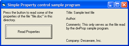 File Property ReadingRead the properties of any given file.