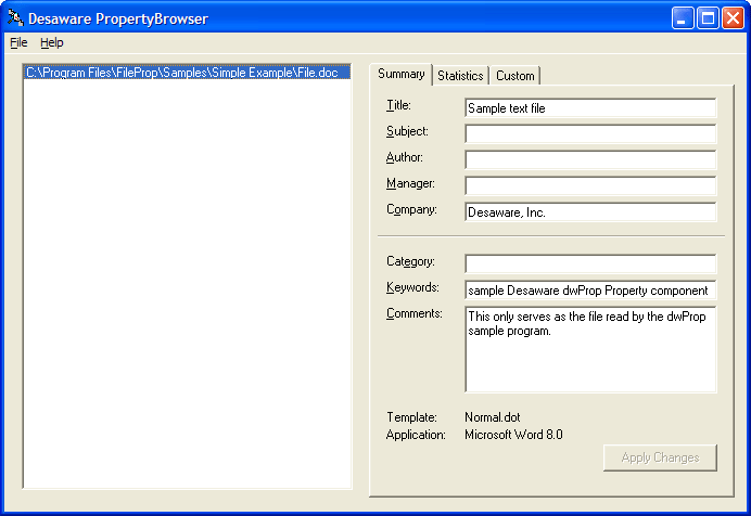 Property SearchYou can search for files based on their properties and then browse those properties.