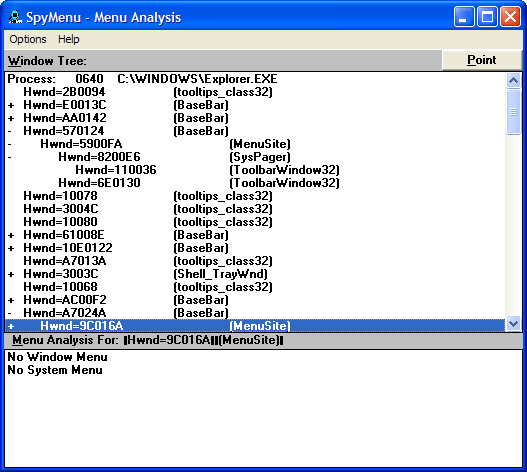 System AnalysisAnalyze the system menu and regular menu for any window in the system.