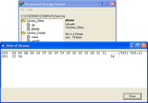 Storage File ViewingYou can look inside a Compound File and see how it is organised.