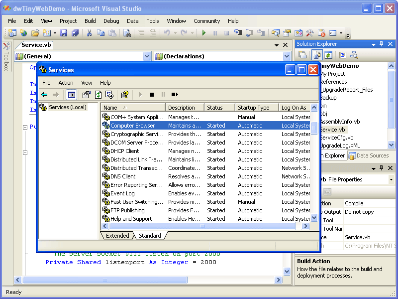 NT Service Toolkit COMCreate Windows services in moments with almost every feature available to C++ services.