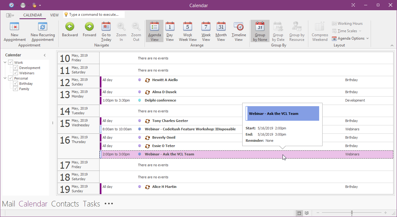 Mail Client Calendar