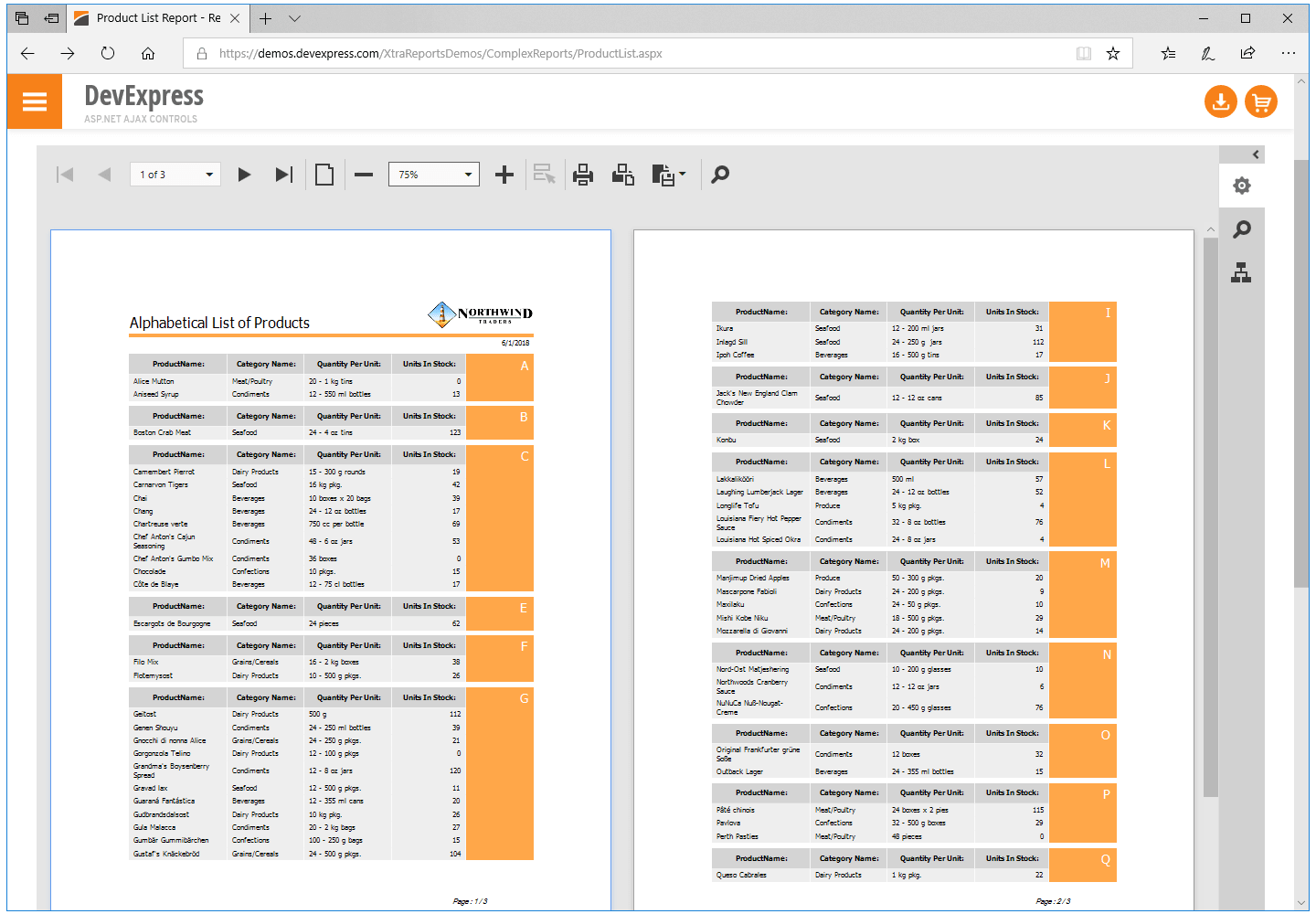 Screenshot of DevExpress Reporting