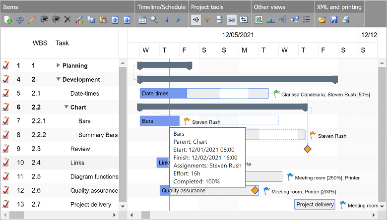 DlhSoft Gantt Chart Hyper Library for HTML5 Mini Edition