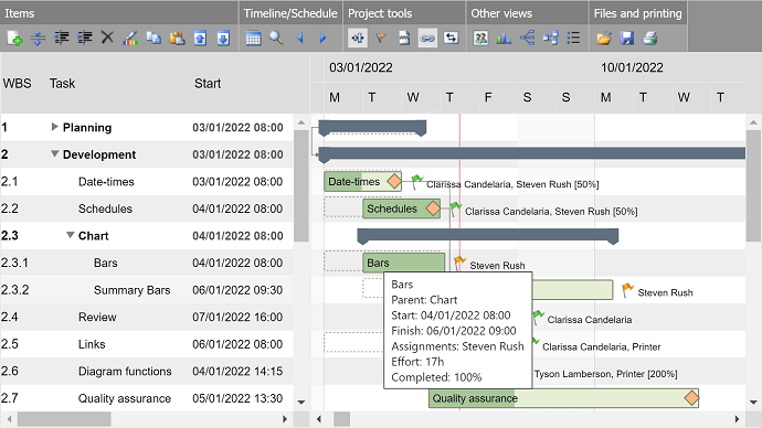 Screenshot of DlhSoft Gantt Chart Web Library for ASP.NET Mini Edition