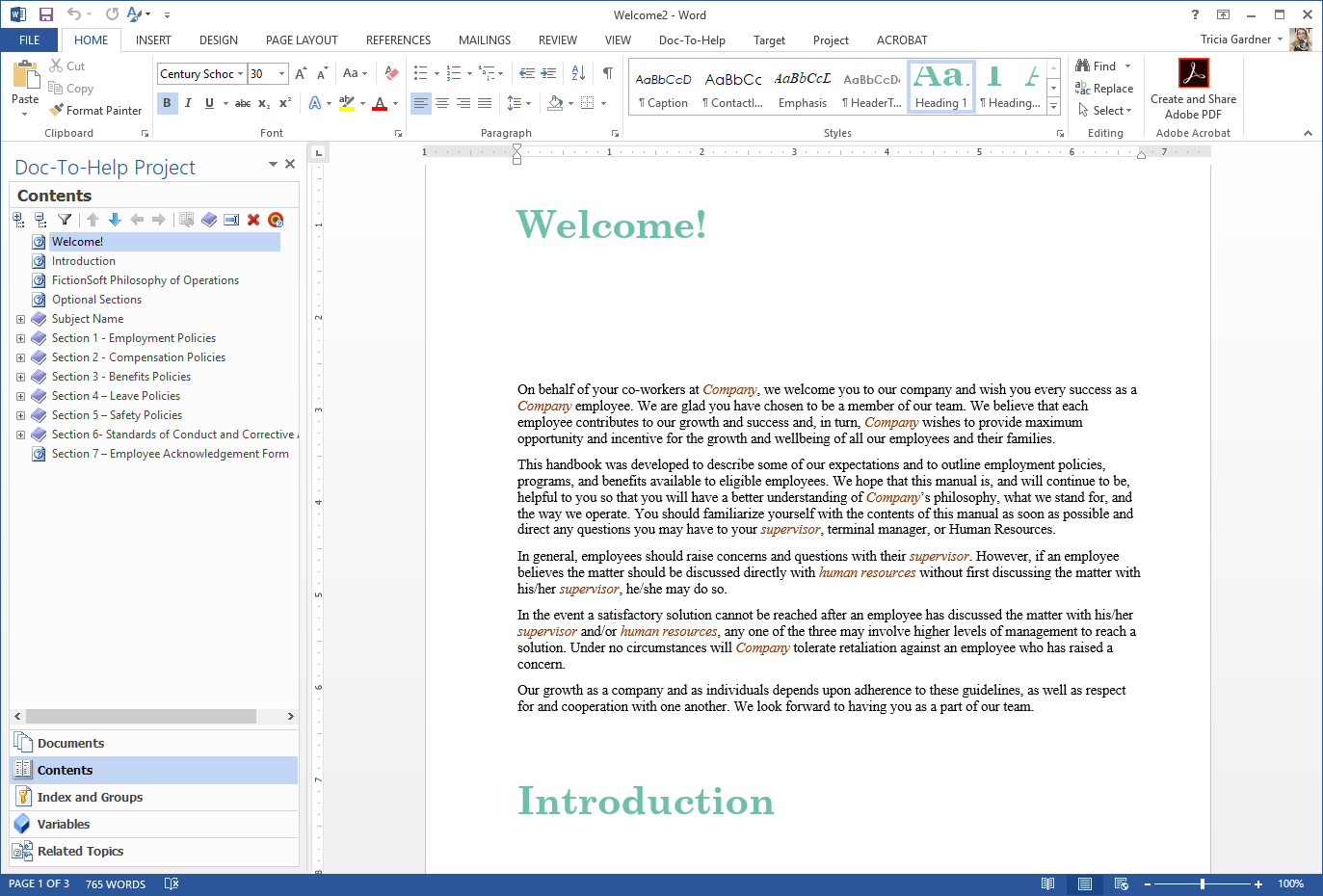 Screenshot of MadCap Doc-To-Help