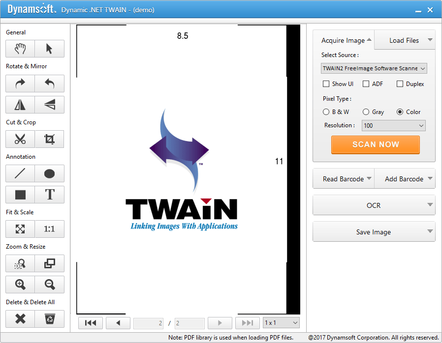 Screenshot of Dynamic .NET TWAIN