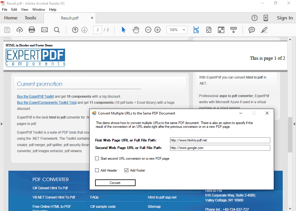 Multiple ConversionsYou can perform multiple HTML conversions in the same PDF.