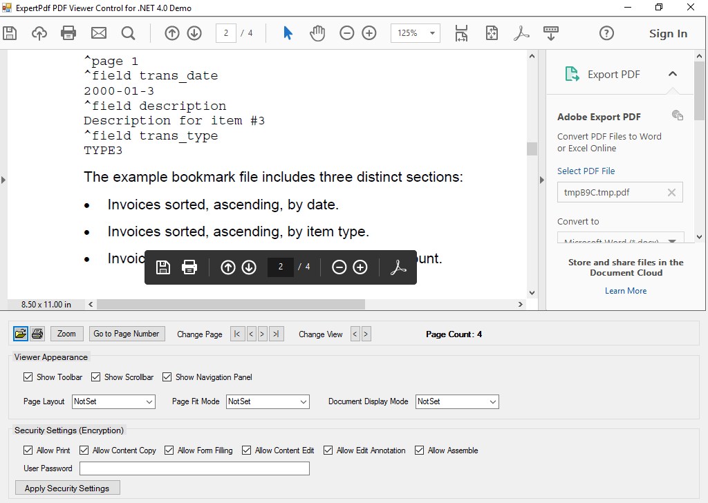 Screenshot of ExpertPDF PDF Viewer