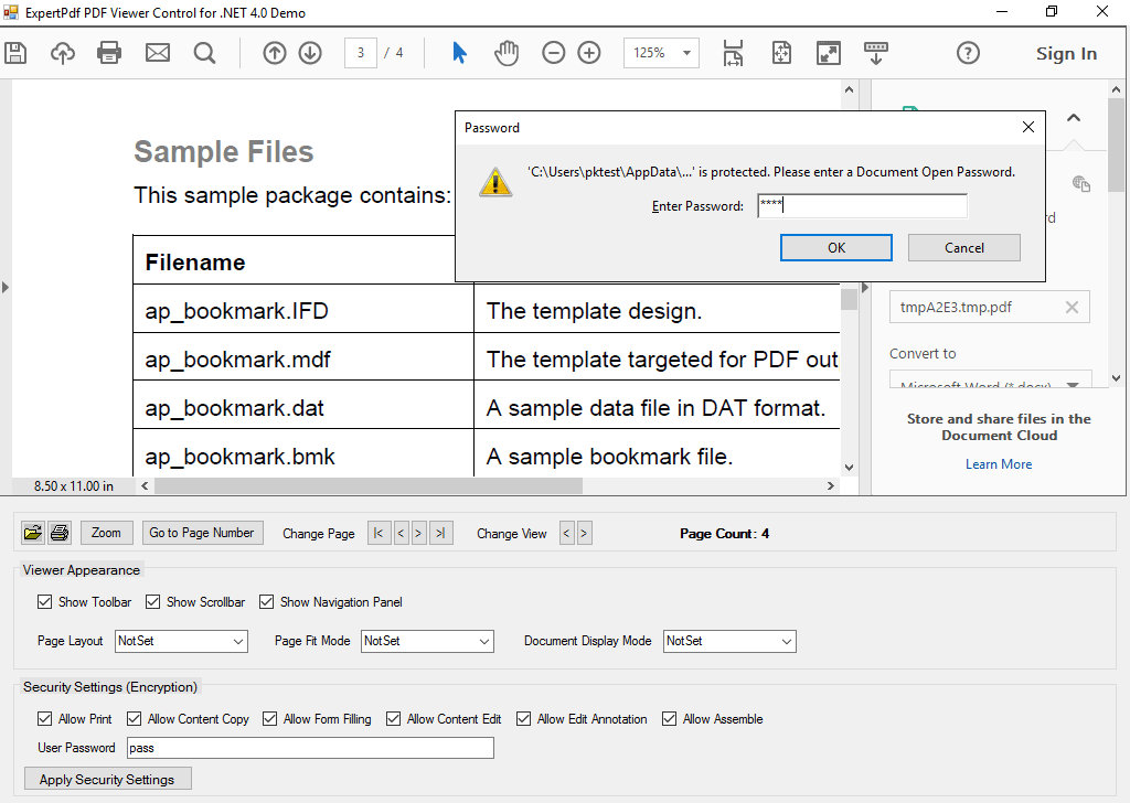 Security SettingsYou can apply various security settings to your PDF, including: allow print, allow copy, allow edit, password protection and more.