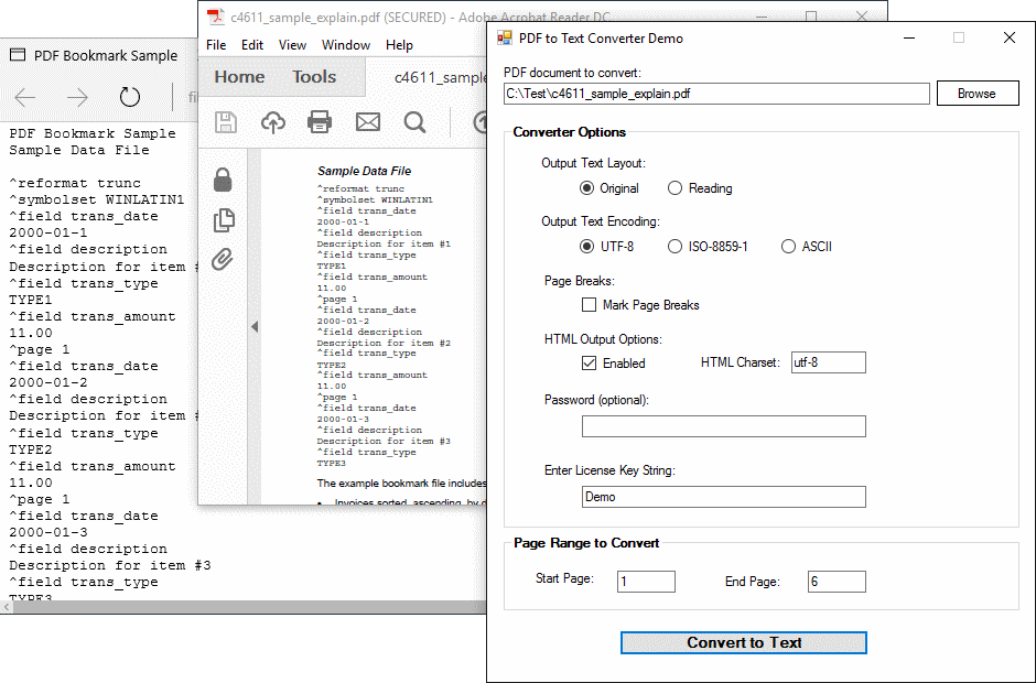 Screenshot of ExpertPDF PdfToText