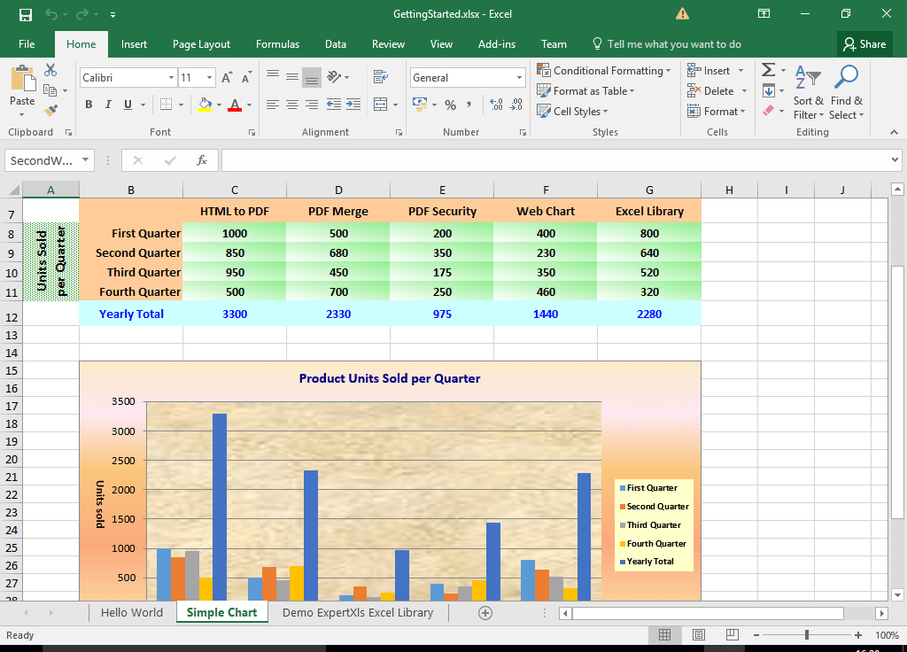 Screenshot of ExpertXLS Excel Library for .NET
