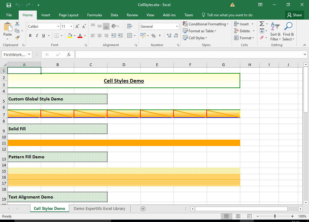 Cell TypesYou can set various styles for worksheet cells. A cell style consists in fill settings like solid fill, pattern fill or gradient fill, alignment, numb
