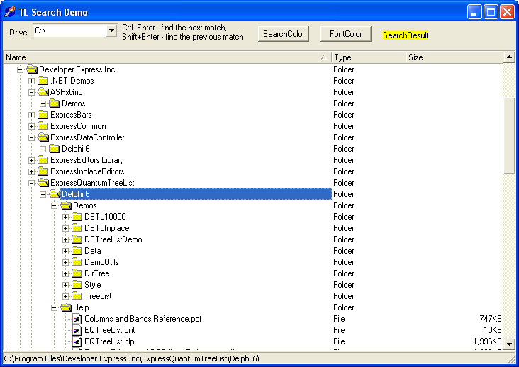 Incremental Auto-SearchYour users can instantly locate any information displayed within individual TreeList columns.